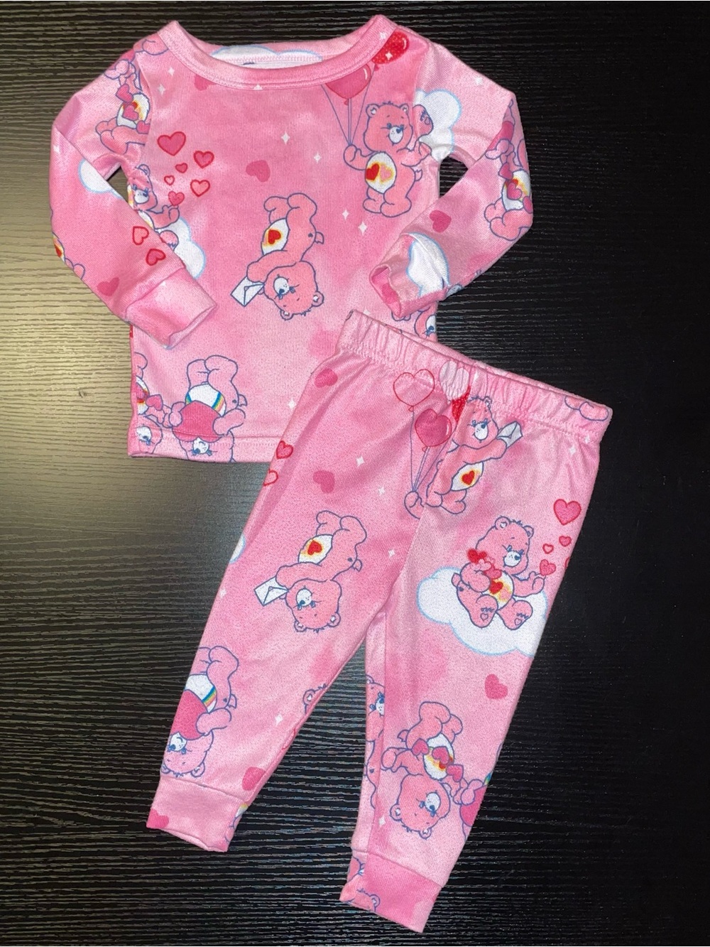 Pink Care Bear Print Pajama Set